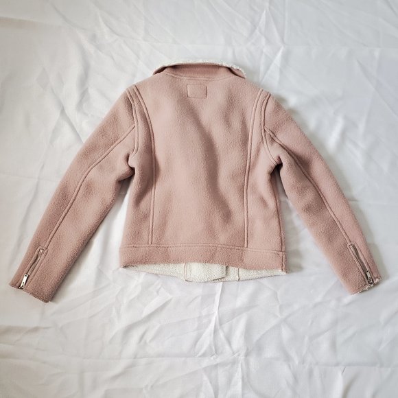 Old Navy Women's Sherpa Moto Jacket, Heather Pink - Picture 5 of 11